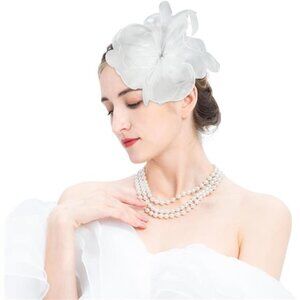 Headband Derby Hair Clip, White